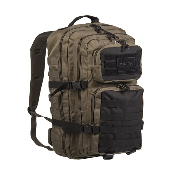 Mochila Mil-Tec Assault de capacidad de 20 L, lasercut y en color negro.