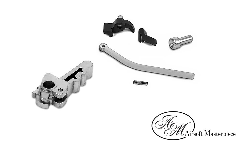 Conjunto de martillo y sear Airsoft Masterpiece en acero CNC - Plata