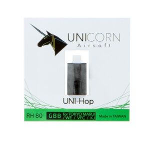 Unicorn Airsoft GBB 80 Degree Green Hop-Up instalado en una réplica de airsoft