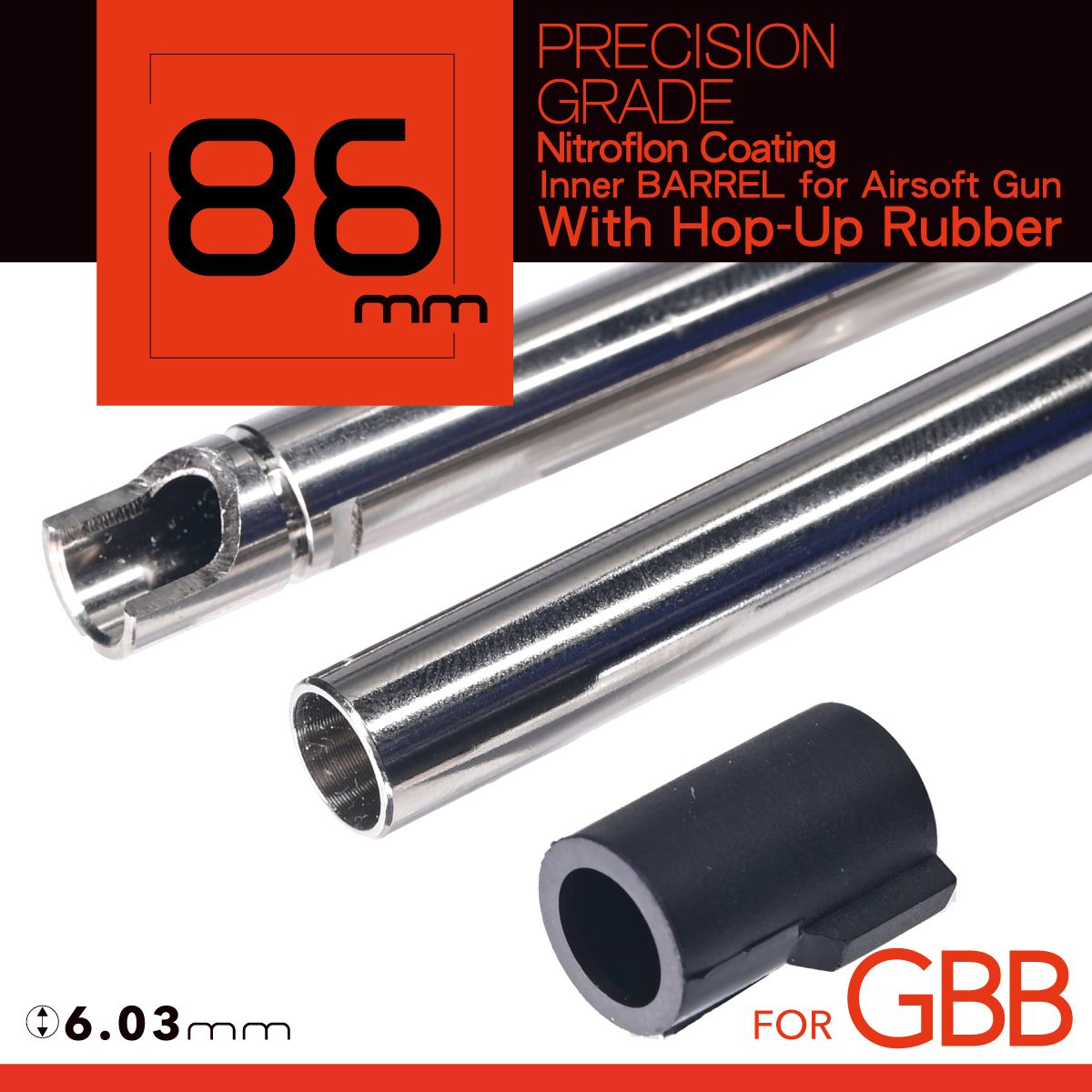 Unicorn Airsoft GBB 86mm 6.03mm Inner Barrel instalado en una réplica de airsoft.