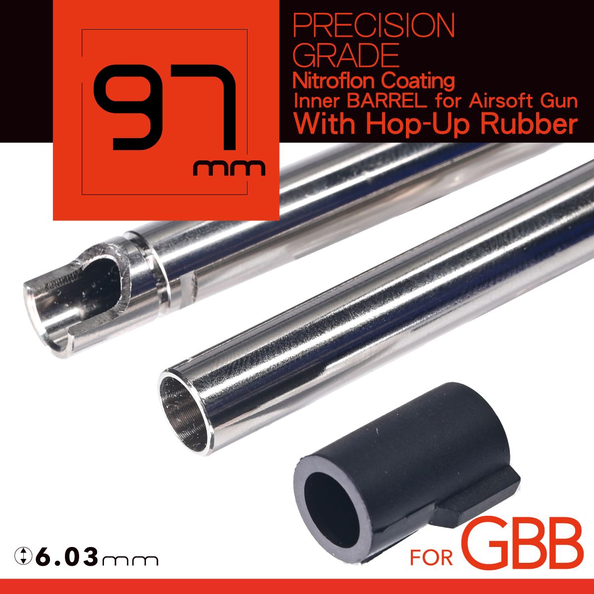 Unicorn Airsoft GBB 97mm 6.03mm Inner Barrel instalado en una réplica de airsoft