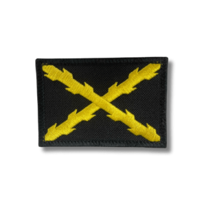 Parche bandera cruz borgoña negro amarillo