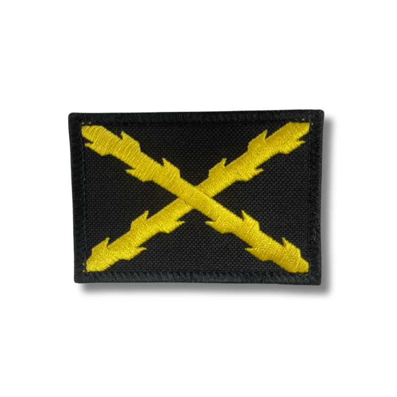 Parche bandera cruz borgoña negro amarillo