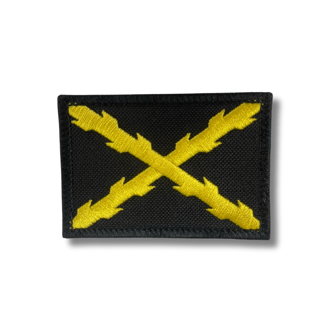 Parche bandera cruz borgoña negro amarillo